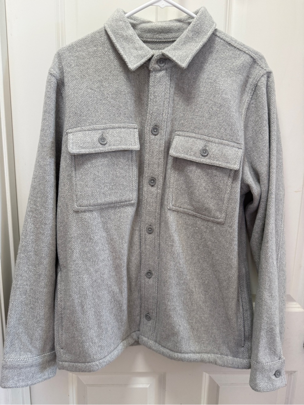 Hollister Light Gray Button-Up Shirt Jacket
